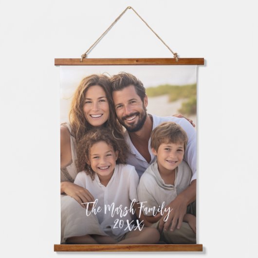 フルカバレッジ写真垂直 – カスタムスクリプト文字 吊り下げ型タペストリー (正面)