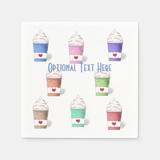 フルカラーのコーヒーカップ スタンダードカクテルナプキン (正面)