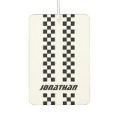 フルカラーカスタムの名前を二重市松模様にストライプ文字 カーエアーフレッシュナー (正面)