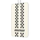 フルカラーカスタムの名前を二重市松模様にストライプ文字 カーエアーフレッシュナー (左)