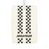 フルカラーカスタムの名前を二重市松模様にストライプ文字 カーエアーフレッシュナー (裏面)