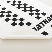 フルカラーカスタムの名前を二重市松模様にストライプ文字 シェルパブランケット (3/4)