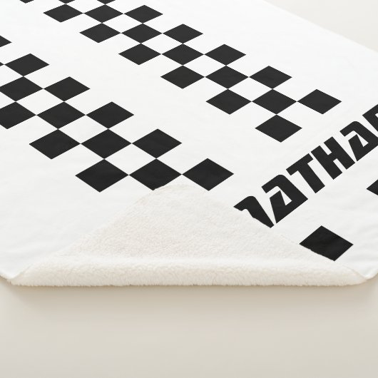 フルカラーカスタムの名前を二重市松模様にストライプ文字 シェルパブランケット (3/4)