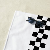 フルカラーカスタムの名前を二重市松模様にストライプ文字 ビーチタオル (インサイチュ)