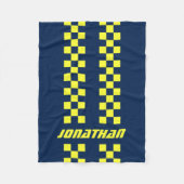 フルカラーカスタムの名前を二重市松模様にストライプ文字 フリースブランケット (正面)