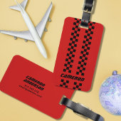 フルカラーカスタムの名前を二重市松模様にストライプ文字 ラゲッジタグ