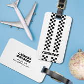 フルカラーカスタムの名前を二重市松模様にストライプ文字 ラゲッジタグ