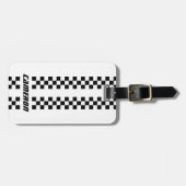 フルカラーカスタムの名前を二重市松模様にストライプ文字 ラゲッジタグ (正面横)