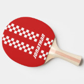 フルカラーカスタムの名前を二重市松模様にストライプ文字 卓球ラケット (横)