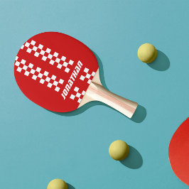 フルカラーカスタムの名前を二重市松模様にストライプ文字 卓球ラケット