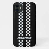 フルカラーカスタムの名前を二重市松模様にストライプ文字 Case-Mate iPhoneケース (裏面)