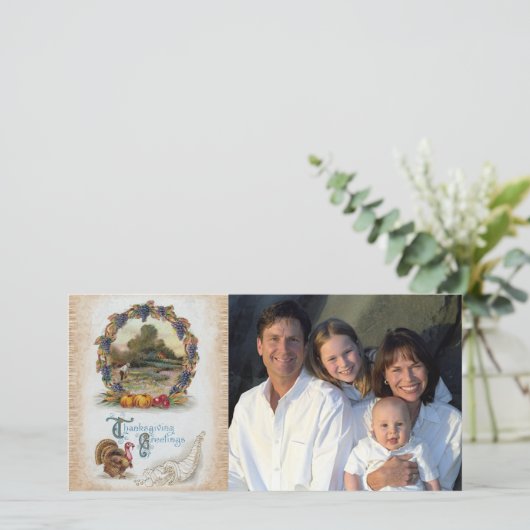 フルカラーヴィンテージポストカード感謝祭の写真 シーズンカード (スタンド正面)