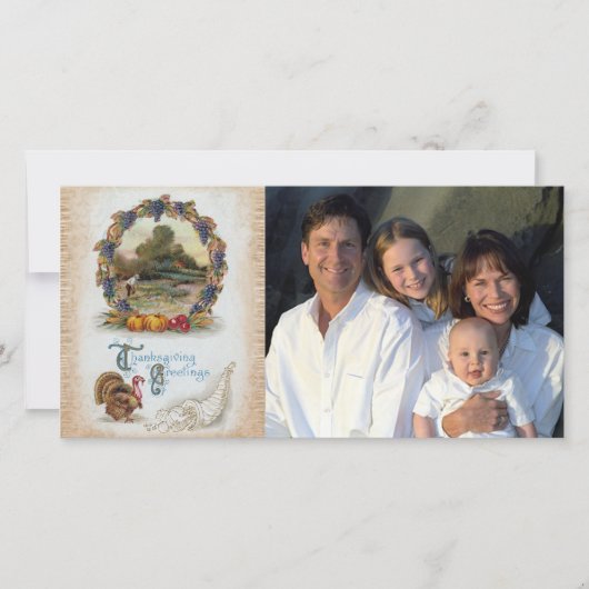 フルカラーヴィンテージポストカード感謝祭の写真 シーズンカード (正面)