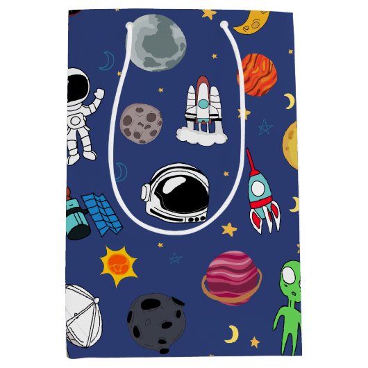 フルカラー宇宙侵入 ミディアムペーパーバッグ (正面)