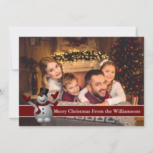 フルカードフォト雪だるまと赤い文字バンド シーズンカード (正面)
