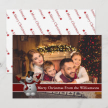 フルカードフォト雪だるまと赤い文字バンド