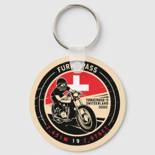 フルカ峠 スイス オートバイ キーホルダー