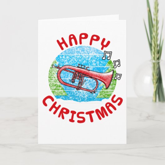 フルゲルホルンクリスマスカードホルニストブラスミュージシャン サンキューカード (正面)