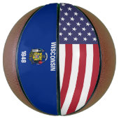 フルサイズバスケットボールとウィスコンシン州旗州 バスケットボール (縦)