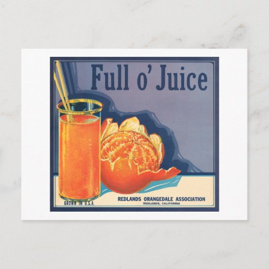 フルジュースヴィンテージオレンジ栽培者広告 ポストカード (正面)