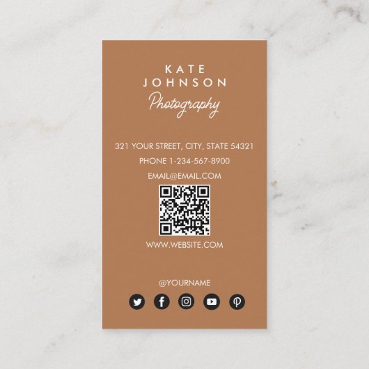 フルスタイリッシュフォトシンプルフォトフォトグラファー 名刺 (裏面)