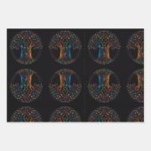 フルステンドグラスのモザイク色の生活の木 ラッピングペーパーシート (正面)