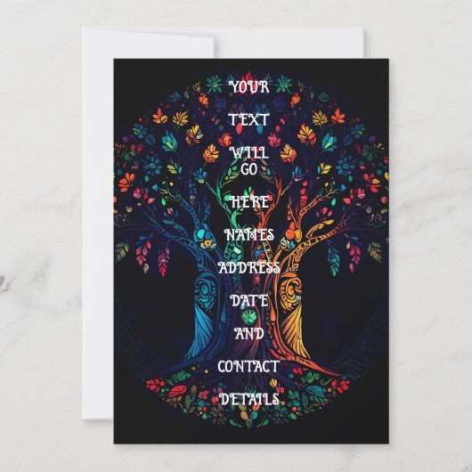 フルステンドグラスのモザイク色の生活の木。 招待状 (正面)