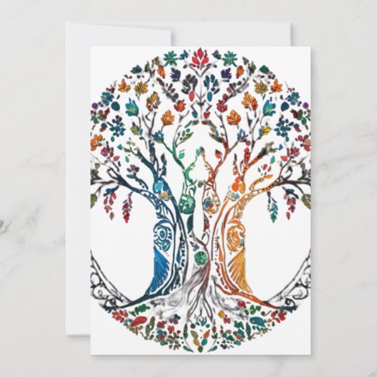 フルステンドグラスのモザイク色の生活の木。 招待状 (裏面)