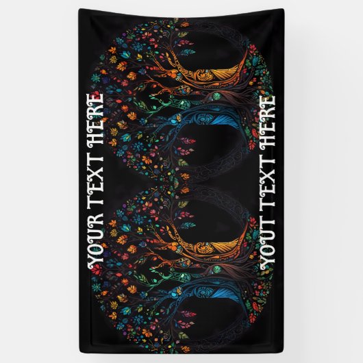 フルステンドグラスのモザイク色の生活の木 横断幕 (縦)