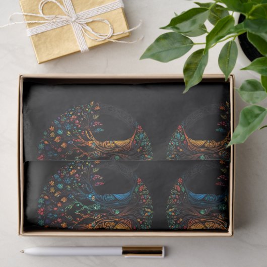 フルステンドグラスのモザイク色の生活の木 薄葉紙 (ギフト)