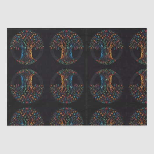 フルステンドグラスのモザイク色の生活の木 薄葉紙 (正面)