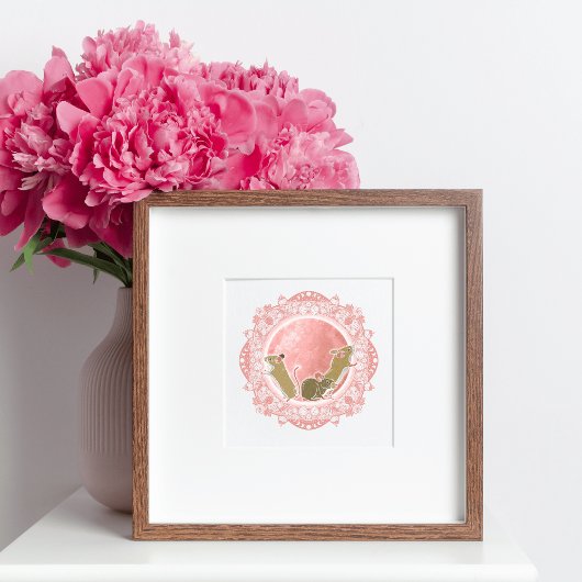 フルストロベリームーン | ジューンムーンイラストレーション ポスター