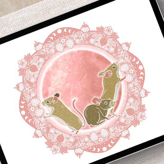 フルストロベリームーン | ジューンムーンイラストレーション ポスター