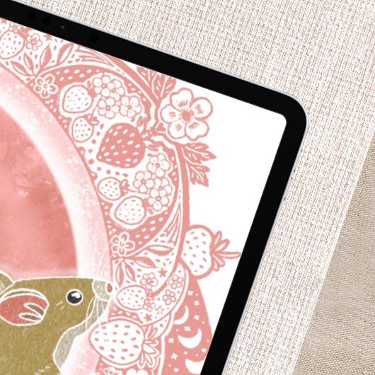 フルストロベリームーン | ジューンムーンイラストレーション ポスター