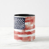 フルスプレッドウォーターカラーアメリカ国旗、7月4日 マグカップ (中央)