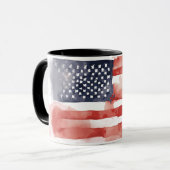 フルスプレッドウォーターカラーアメリカ国旗、7月4日 マグカップ (正面左)