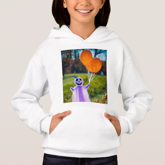 フルスリーブホワイトコットンキッズtシャツ (正面)