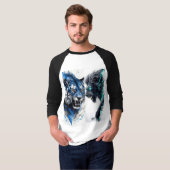 フルスリーブTシャツ 白と黒のカラー Tシャツ (正面フル)