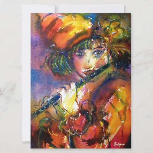 フルティストポートレートヴェネチアンマスカレード金ゴールド黄色 招待状 (正面)