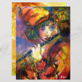 フルティストポートレートヴェネチアンマスカレード金ゴールド黄色 招待状 (正面/裏面)