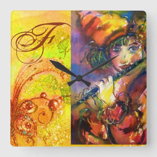 フルティストポートレート/ヴェネチアンマスカレードモノグラム スクエア壁時計 (正面)