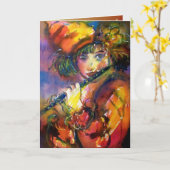 フルティストポートレート/ヴェネチアンマスカレード カード (黄色い花)