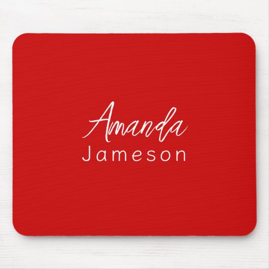 フルネームを追加シンプルミニマルMonogram Bright Red マウスパッド (正面)