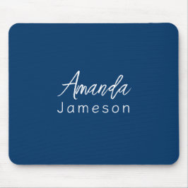 フルネームを追加シンプルミニマルMonogram Dark Blue Mo マウスパッド