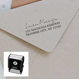 フルネームファンシー差出人住所自己インク入力スタンプ セルフインキングスタンプ