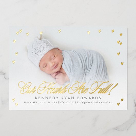 フルハートフォイルベビー誕生発表 箔シーズンカード (正面)