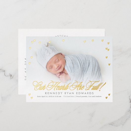 フルハートホイルベビー誕生発表葉書 箔シーズンポストカード (正面/裏面)