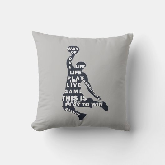 フルバスケットボールプレーヤーとスラムダンク体文字 クッション (正面)