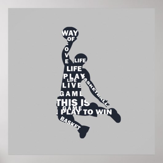 フルバスケットボールプレーヤーとスラムダンク体文字 ポスター (正面)