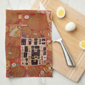 フルフィルメントby Gustavクリムト,ヴィンテージアールヌーボー キッチンタオル (四つ折り)